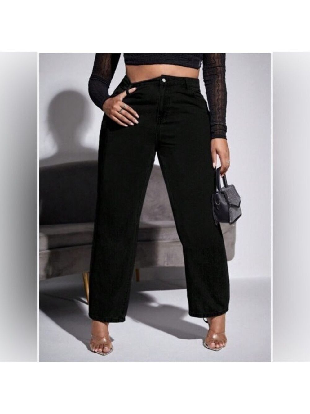 Women’s SHEIN Sexy Plus Size High Waisted Loose Fit Straight Leg Jeans Size 3XL